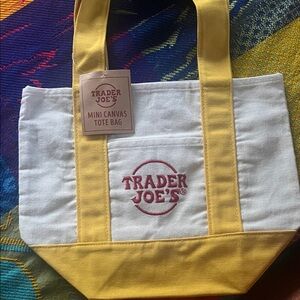 Trader Joe’s Yellow & White Mini Canvas Tote Bag